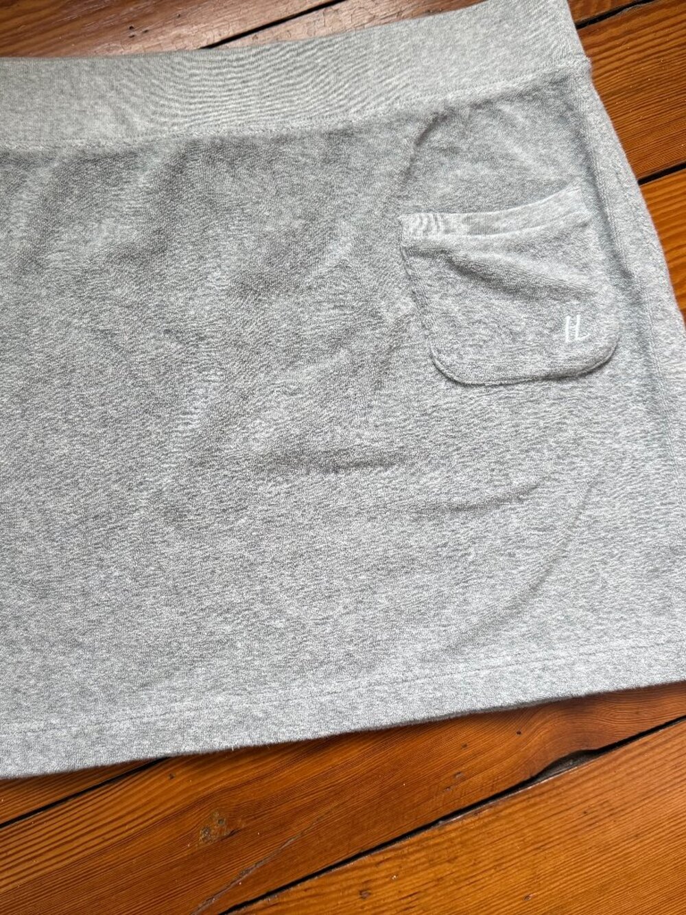 Helmut Lang XL Gray Terrycloth  Mini Skirt Pocket Logo 100% Cotton
